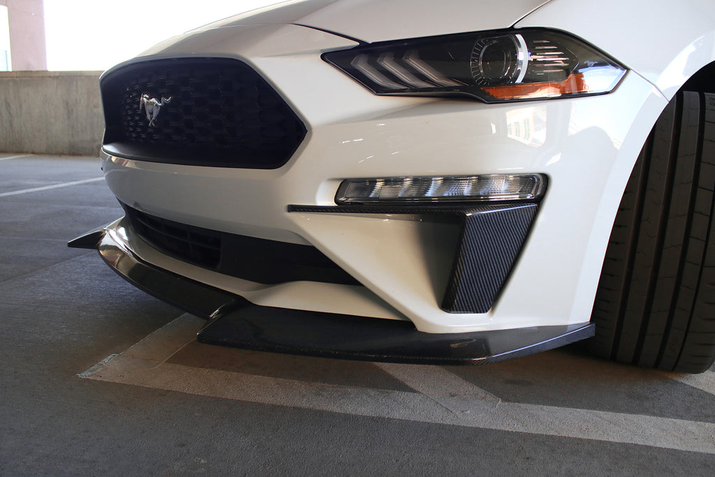 CARBON FIBER AGGRESSIVE STYLE FRONT LIP (FORD MUSTANG ECOBOOST & GT 2018-2023)